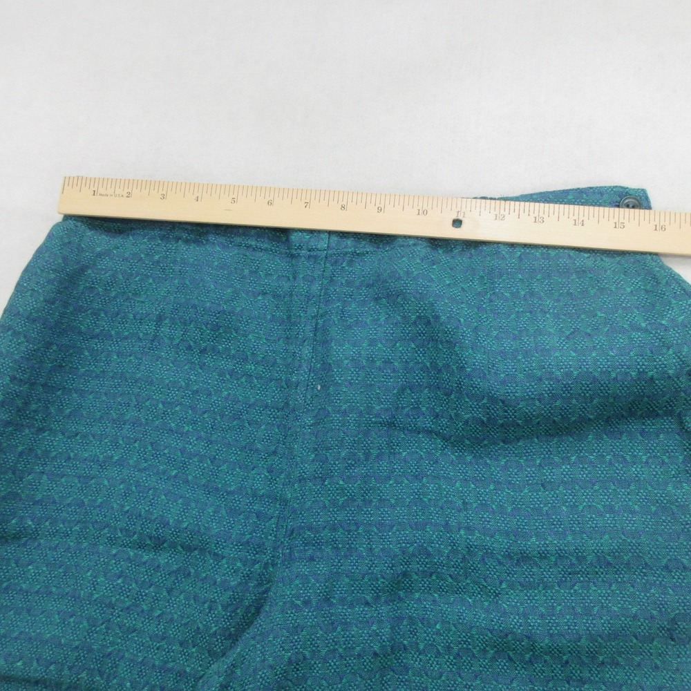 FLAX Womens Linen Pants Size Small Blue Green Jacquard Tapered - Picture 3 of 13